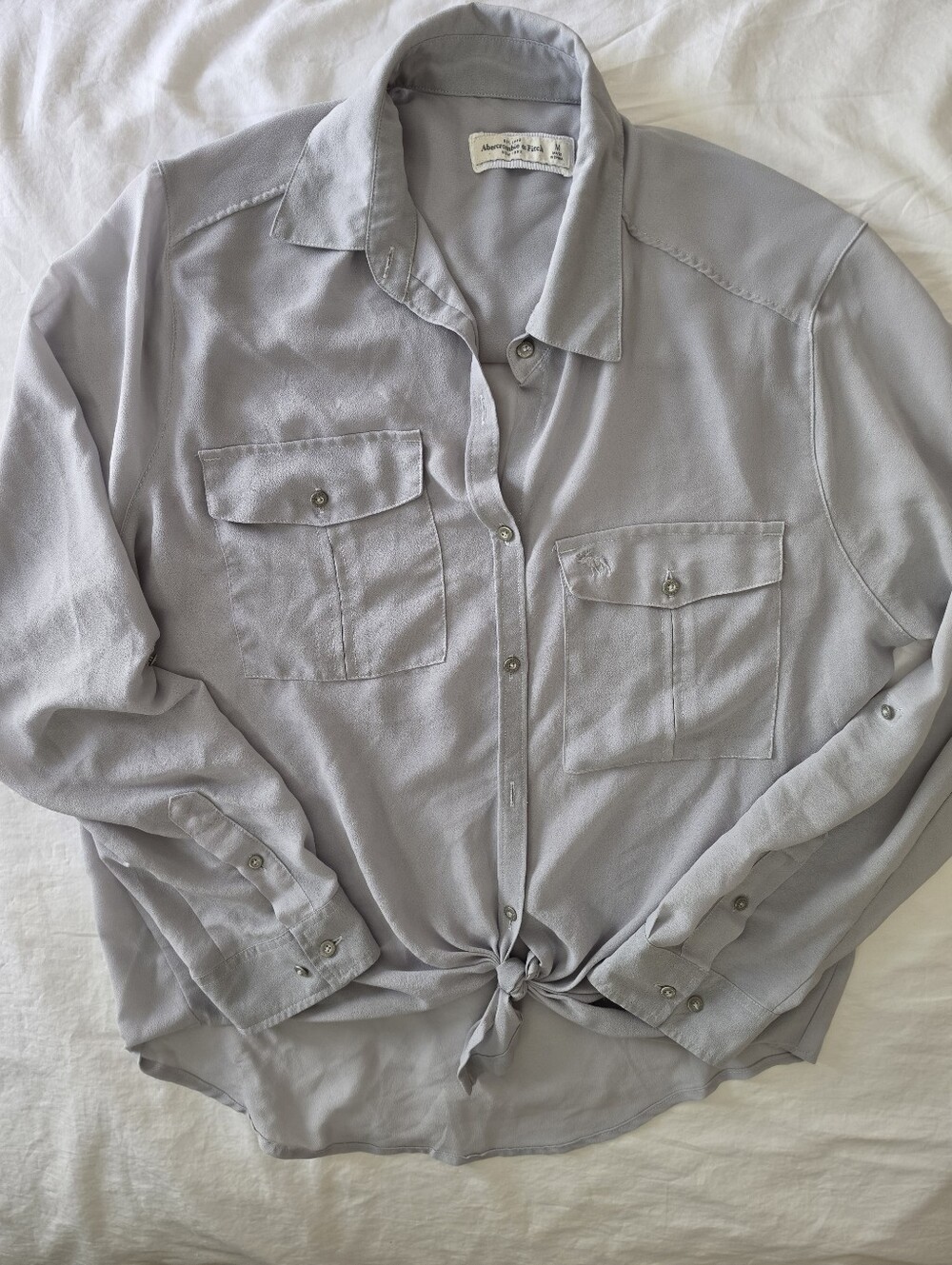 Vintage 2014 Abercrombie & Fitch Front-Tie Utility Blouse Size M Long Sleeve